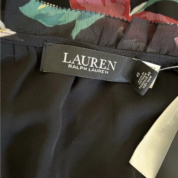 Lauren Ralph Lauren $165 Floral Crinkle Georgette Dress sz 12 Black Label NEW - Picture 3 of 16